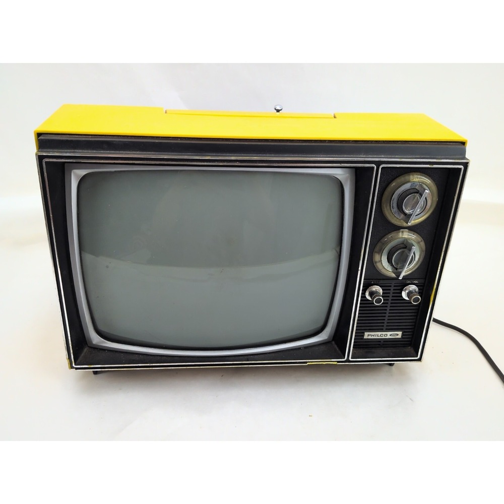 VTG Philco Ford TV Model B416FYL Yellow Turns On Retro Mid Century